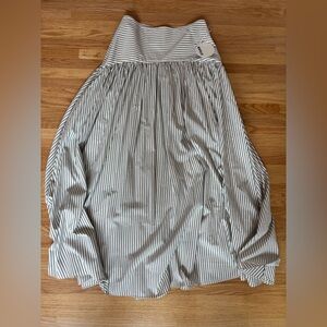 STAUD Navy and White Striped Skirt